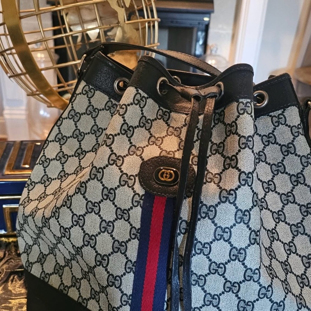 Gucci Black And Gray Monogram Backpack Vintage - image 3